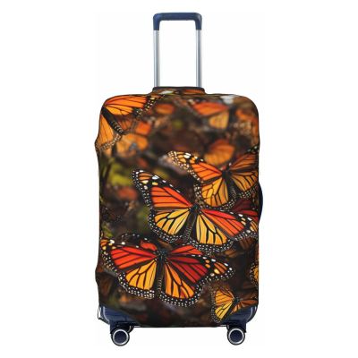 OPSREY Monarch Butterflies Print Luggage Cover Suitcase Cover Elastic Washable Suitcase Protector For 21-32 Inch