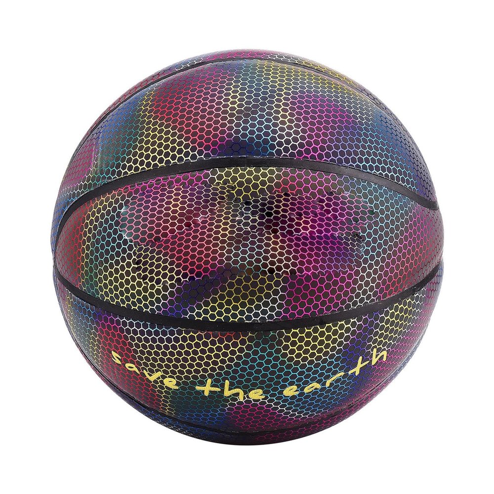 JOROBURO Reflective Basketball, Holographic Glowing Reflective Basketball, Size 7 Luminous Basket Ball for Night Game, Glow in The Dark Basketball Cool Glow Basketball Gifts for Girls Boys(#1)