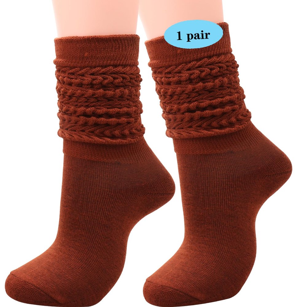 1 Pairs Women Winter Wool Cable Knit Crew Knee High Boot Socks,Size 5-11#W919 (Polyester Blend, Color E27)