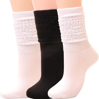 3 Pairs Women Winter Wool Cable Knit Crew Knee High Boot Socks,Size 5-11#W919 (Polyester Blend, Color E08)