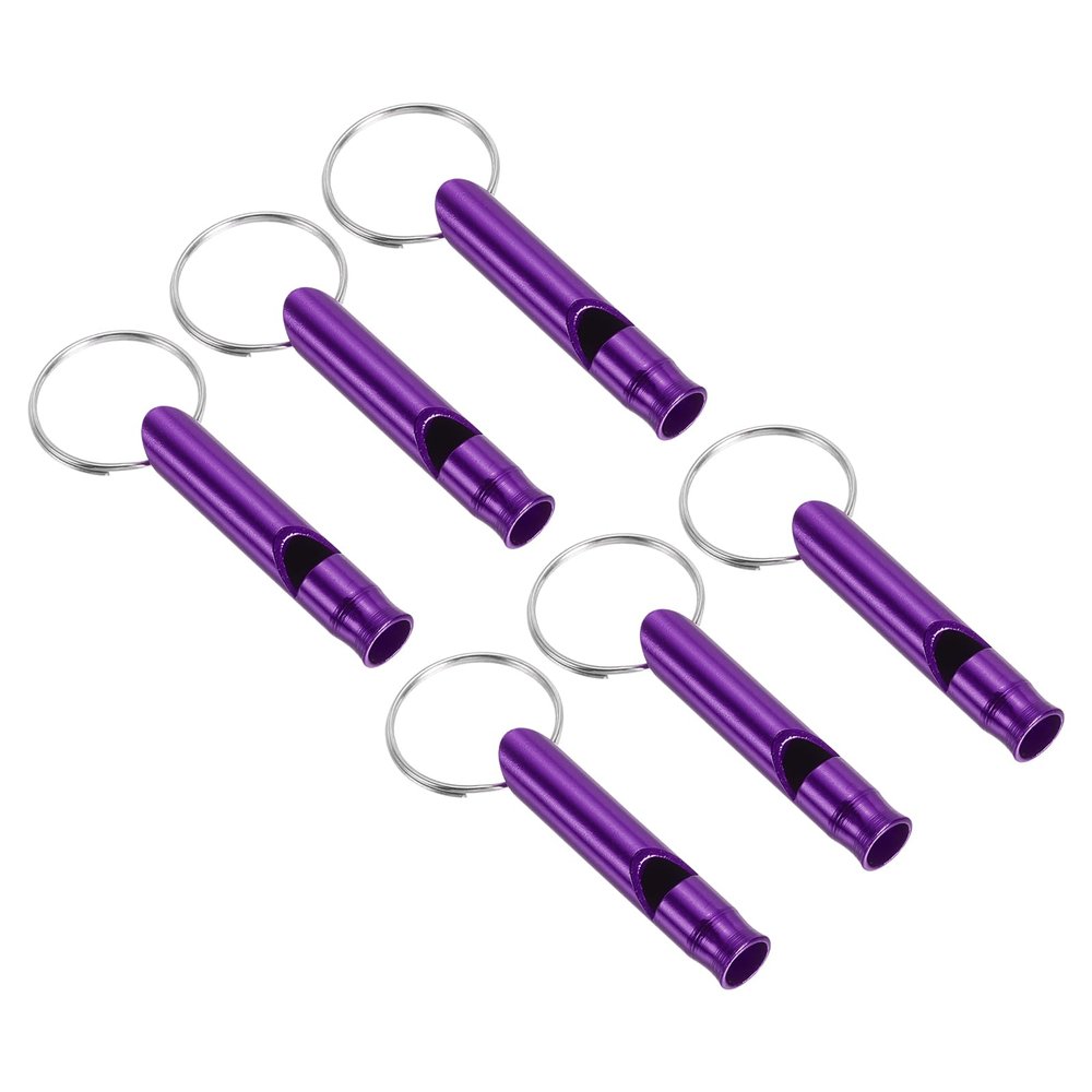 PATIKIL Emergency Whistle, 6 Pack Loud Sound Aluminum Keychain Whistles Outdoor Safety Survival Whistle for Boating Camping Hiking, Purple