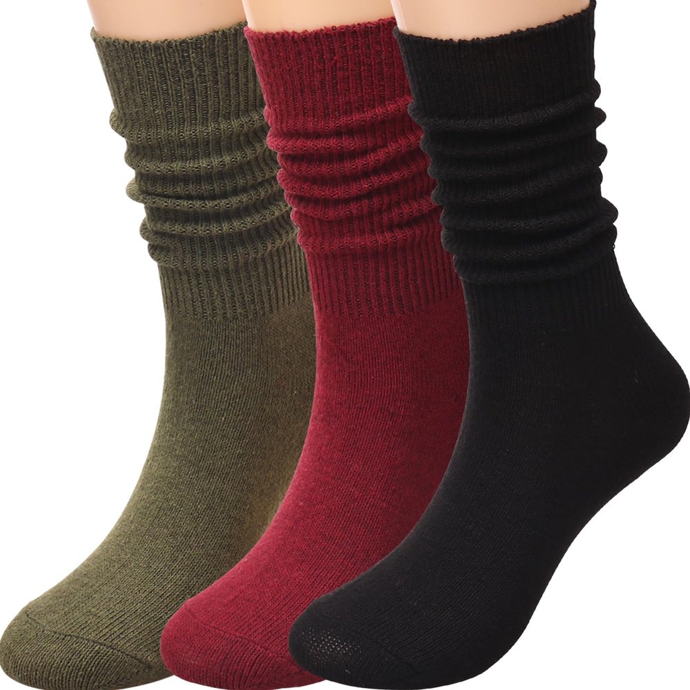 3 Pairs Women Winter Wool Cable Knit Crew Knee High Boot Socks,Size 5-11#W919 (Polyester Blend, Color D40)