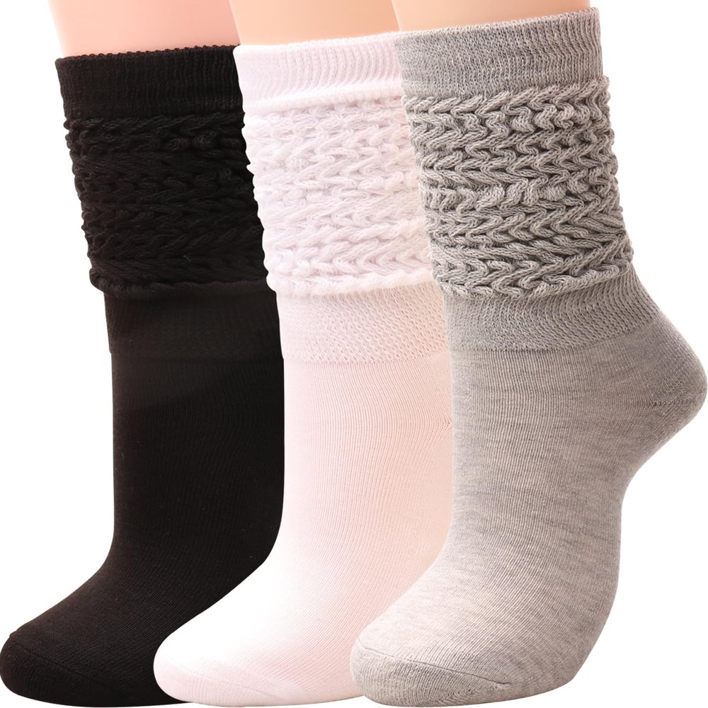 3 Pairs Women Winter Wool Cable Knit Crew Knee High Boot Socks,Size 5-11#W919 (Polyester Blend, Color E03)