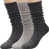 3 Pairs Women Winter Wool Cable Knit Crew Knee High Boot Socks,Size 5-11#W919 (Polyester Blend, Color A27) view 1