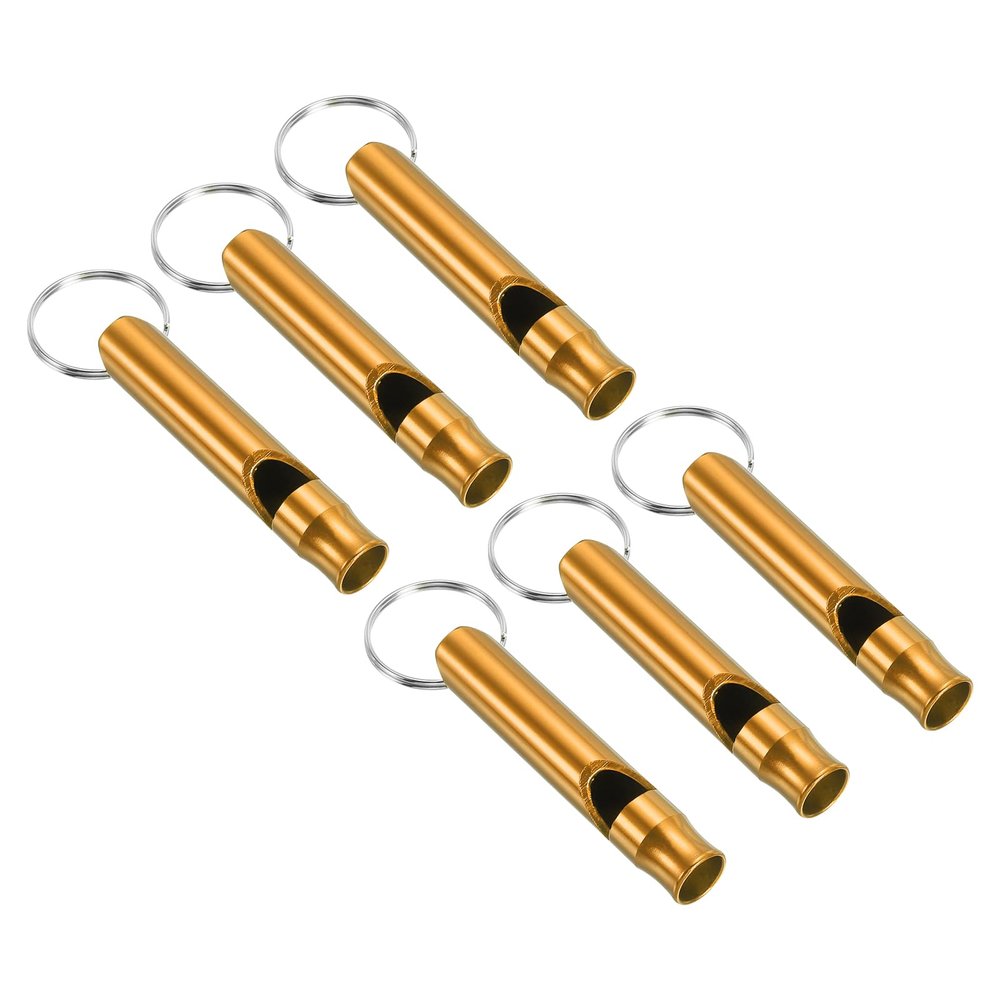 PATIKIL Emergency Whistle, 6 Pack Loud Sound Aluminum Keychain Whistle Outdoor Safety Survival Whistles for Boating Camping Hiking Hunting, Gold