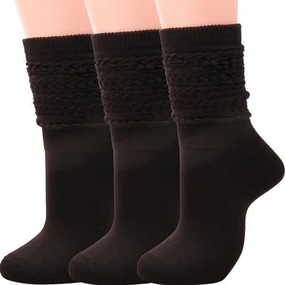 3 Pairs Women Winter Wool Cable Knit Crew Knee High Boot Socks,Size 5-11#W919 (Polyester Blend, Color E05)