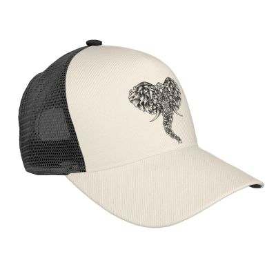 MULIHU Black and White Elephant Head Baseball Cap for Men Women Trucker Hats Mesh Back Cap Adjustable Breathable Hat Baseball Cap Dad Hats