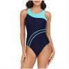 NineFit Basics Womens Athletic One Piece Swimsuits Tummy Control Racerback Bathing Suits Sporty Training High Cut Slimming Swimwear, Large, A02_green view 1