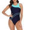 NineFit Basics Womens Athletic One Piece Swimsuits Tummy Control Racerback Bathing Suits Sporty Training High Cut Slimming Swimwear, Large, A02_green view 3
