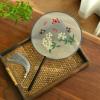 VIGANI Chinese Style Hand Fan,Round Fan, Chinese Style Summer Handheld Round Fan, Embroidered Beautiful Pattern Translucent Hand Fan, Butterflies and Flowers view 2