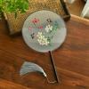 VIGANI Chinese Style Hand Fan,Round Fan, Chinese Style Summer Handheld Round Fan, Embroidered Beautiful Pattern Translucent Hand Fan, Butterflies and Flowers view 3
