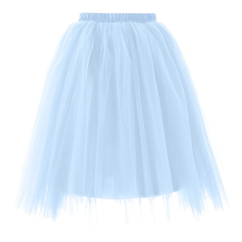 BigkiTchen Women's Puffy Skirt Skorts, Solid Run Yoga Inner Shorts Elastic Sports Golf Skorts, Stretchy Pleated Tennis Skirts Cyan