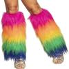 Aiosy Faux Fur Leg Warmers Rainbow Furry Leg Warmer Long Boot Cuff Cover Fuzzy Leg Warmers Irish Rave Costume for Women (Multicolour) view 1