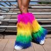 Aiosy Faux Fur Leg Warmers Rainbow Furry Leg Warmer Long Boot Cuff Cover Fuzzy Leg Warmers Irish Rave Costume for Women (Multicolour) view 3