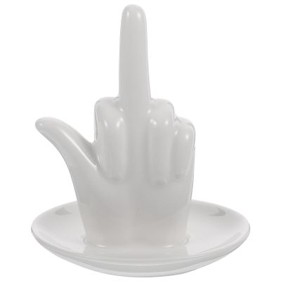 PRETYZOOM Ceramic Gesture Tray Jewelry Dish Tray Ceramic Ring Holder Desktop Adorn Lipstick Desktop Necklace Container Jewelry Dish Trinket Storage Plate Earrings Holder Decorative