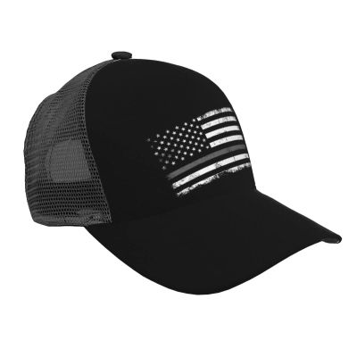 MULIHU Thin Grey Line American Flag Baseball Cap for Men Women Trucker Hats Mesh Back Cap Adjustable Breathable Hat Baseball Cap Dad Hats