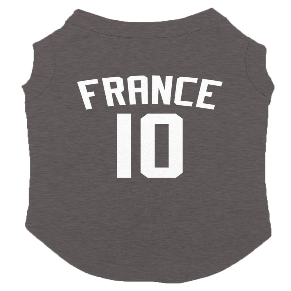 France Jersey - Soccer Sporty Dog Shirt (Dark Gray, Medium)