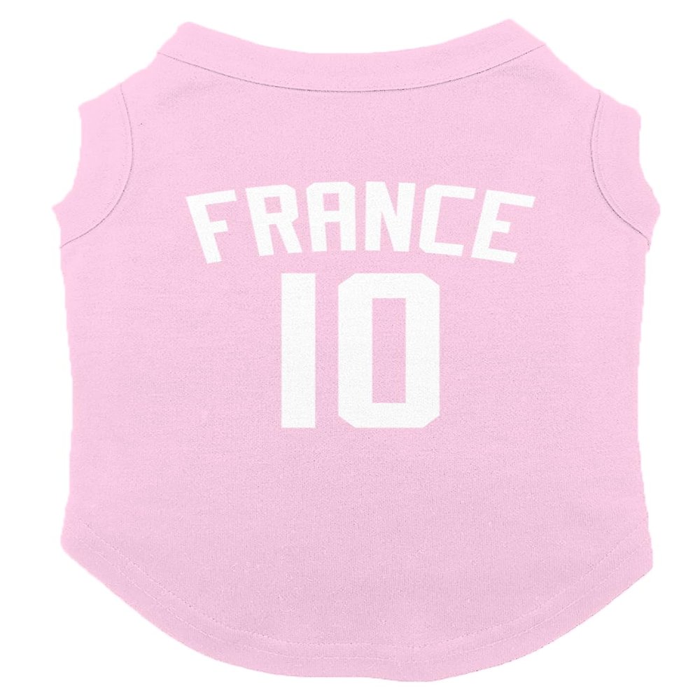 France Jersey - Soccer Sporty Dog Shirt (Pink, Small)