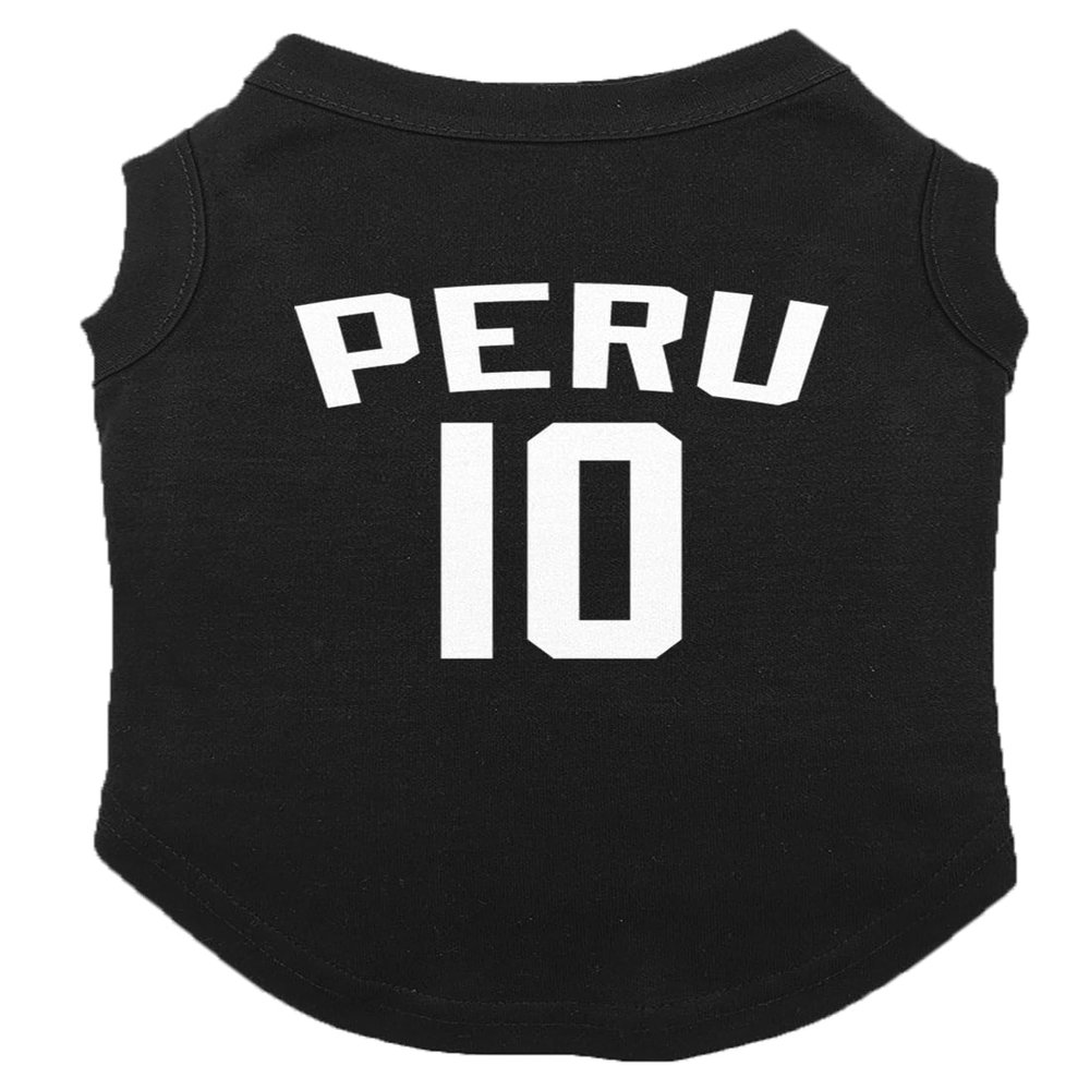 Peru Jersey - Soccer Sporty Dog Shirt (Black, X-Small)