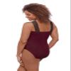 Aqua Green Women's Full Coverage Novelty Trim High Criss Cross Neck One Piece Swimsuit, Currant, 1X view 3