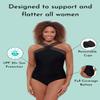 Aqua Green Women's Full Coverage Novelty Trim High Criss Cross Neck One Piece Swimsuit, True Navy, 1X view 4