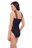 Aqua Green Women's Full Coverage Novelty Trim High Criss Cross Neck One Piece Swimsuit, True Navy, X-Large view 2