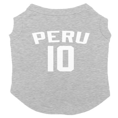 Peru Jersey - Soccer Sporty Dog Shirt (Light Gray, Small)