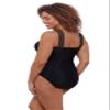 Aqua Green Women's Full Coverage Novelty Trim High Criss Cross Neck One Piece Swimsuit, Black, 1X view 2