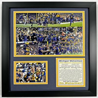 Michigan Football | 2023 CFP National Champions | Framed Double Matted Photo Collages | (12"x15", Mosaic)