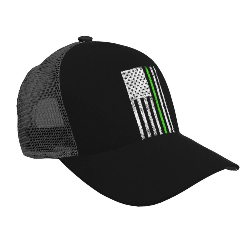 MULIHU Thin Green Line U.S.A Flag Baseball Cap for Men Women Trucker Hats Mesh Back Cap Adjustable Breathable Hat Baseball Cap Dad Hats