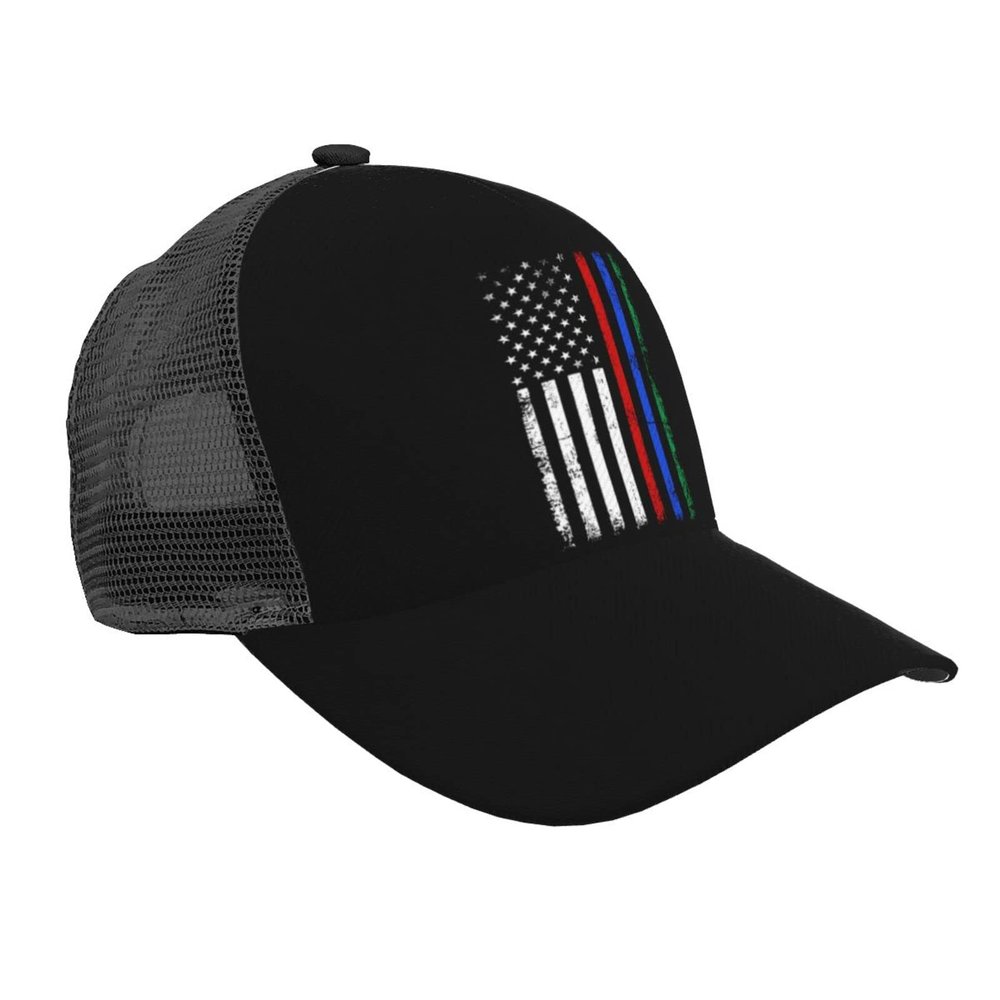 MULIHU an American Flag with Military, Police and Firefighter Stripes Baseball Cap for Men Women Trucker Hats Mesh Back Cap Adjustable Breathable Hat Baseball Cap Dad Hats