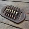 Leather Cartridge Holder 6 Ammo Capacity, Ammo Holder, Ammo carrier, Belt Bandolier, 2 Ply Leather%100 handmade (.410 gauge) view 2