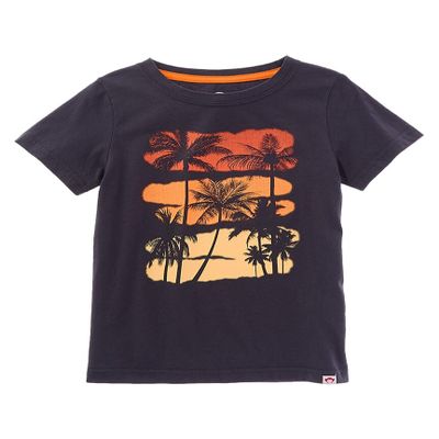 Appaman Boys' Sunset Palm Tree Graphic Tee (Toddler/Little Big Kid), Dark Grey