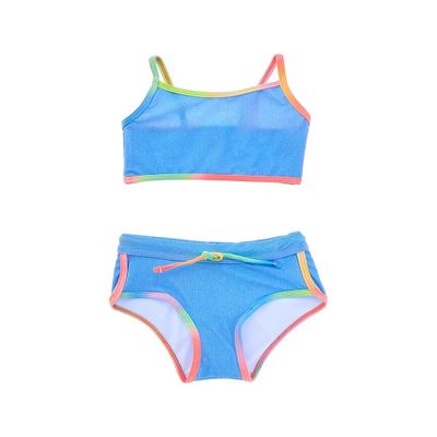 Appaman Girls' UPF 50 Stella Swim Short Set (Toddler/Little Big Kid), Digital Denim