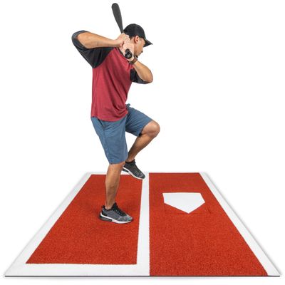 GoSports Baseball/Softball Turf Batting Mat - 6 ft x 5.5 ft Switch Hitting Design with Reversible Home Plate