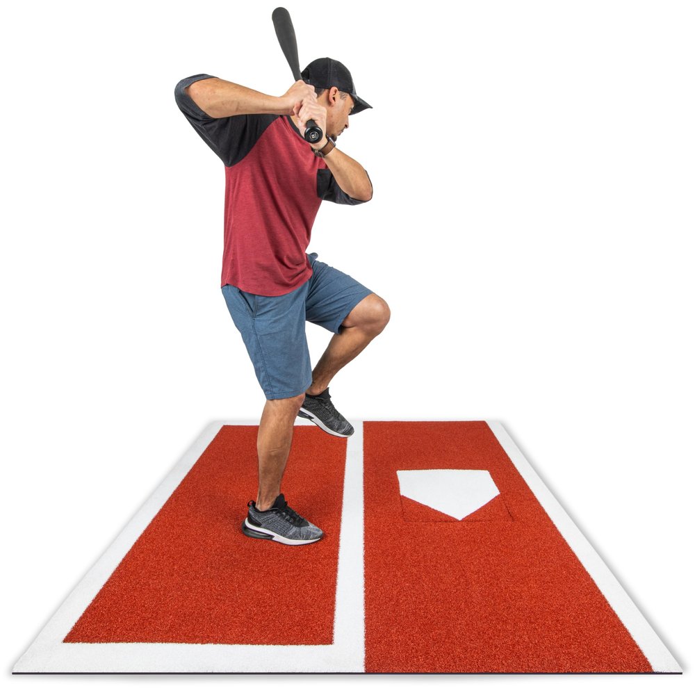 GoSports Baseball/Softball Turf Batting Mat - 6 ft x 5.5 ft Switch Hitting Design with Reversible Home Plate