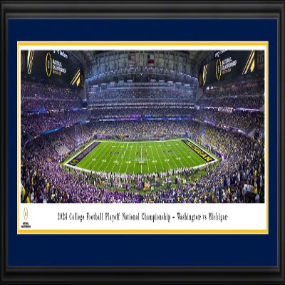 2024 CFP National Championship Game, Washington vs Michigan - 44x18-inch Double Mat, Deluxe Framed Picture by Blakeway Panoramas