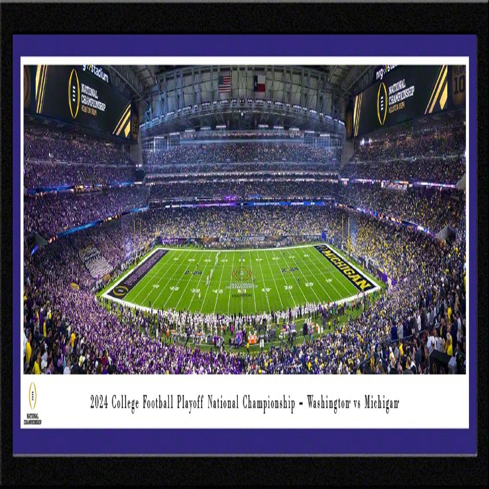 2024 CFP National Championship Game, Washington vs Michigan - 41.5x15-inch Single Mat, Select Framed Picture by Blakeway Panoramas