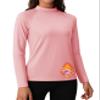 MAGCOMSEN Women's Fleece Tops Thermal Undershirt Fitted Workout Long Sleeve Shirt Mock Neck Athletic Lightweight Base Layer Pink XL view 1