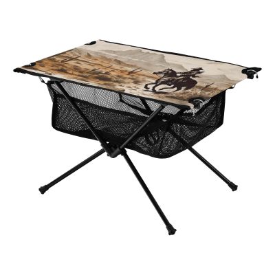 Msyxl Westside Cowboy Portable Folding Camping Table, Compact Lightweight Beach Table with Carrying Bag for Outdoor Picnics, BBQs, Camp