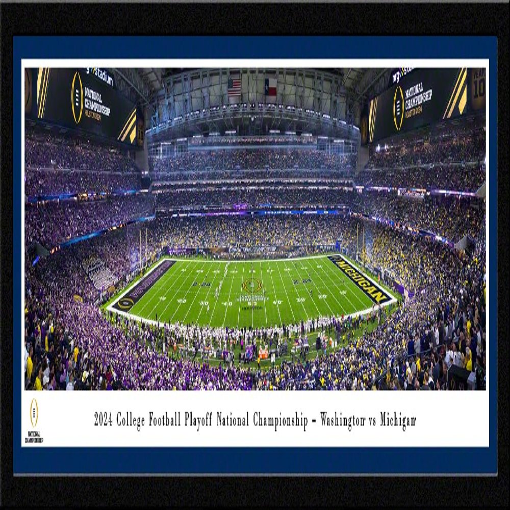 2024 CFP National Championship Game, Washington vs Michigan - 41.5x15-inch Single Mat, Select Framed Picture by Blakeway Panoramas