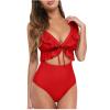 Womens Tankini Swimsuits Flowy Ruffled Top Two Piece High Waisted Tummy Control Cut Out Bikini Bathing Suits Swimwear view 1