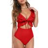 Womens Tankini Swimsuits Flowy Ruffled Top Two Piece High Waisted Tummy Control Cut Out Bikini Bathing Suits Swimwear view 2