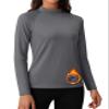 MAGCOMSEN Womens Long Sleeve Thermal Shirt Mock Turtleneck Winter Top Moisture Wicking Athletic Base Layer Workout Shirts Grey S view 1