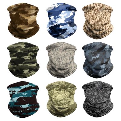 VCZUIUC Headwear Bandana Head Wrap Face Scarf Mask Neck Warmer Balaclava for Sports (Medium (Quick Dry), 9pcs: Camo)