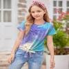 Arshiner Girls Crop Top with Tie Knot Front Short Sleeve Tie Dye Shirt - Loose Round Neck Top 6t view 2