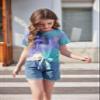 Arshiner Girls Crop Top with Tie Knot Front Short Sleeve Tie Dye Shirt - Loose Round Neck Top 6t view 4