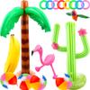 Cotiny 18 Pack Inflatable Palm Tree Cactus Ring Toss Beach Ball Parrot Banana for Hawaiian Party Decor and Beach Toys view 1