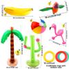 Cotiny 18 Pack Inflatable Palm Tree Cactus Ring Toss Beach Ball Parrot Banana for Hawaiian Party Decor and Beach Toys view 2