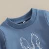 Adobabirl Toddler Baby Boy Girl Easter Outfit Bunny Crewneck Sweatshirt Carrot Pants Set Fall Winter Spring Clothes (Rabbit Blue,2-3T) view 3
